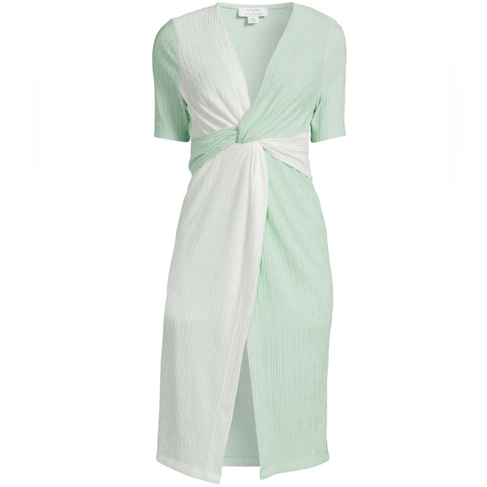 NWT • Label Rail x WhatSmitaFound • Women's Colorblocked Twist Front SS Dress • - Picture 2 of 5